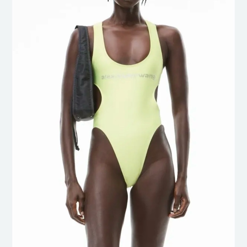 NWT Alexander Wang Yellow Cutout One-Piece Swimsuit Sexy Summer Vacation Beach S - Picture 3 of 12